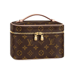 Louis Vuitton Nice Eleganti&scaron;kos formos Lv monograma Metalinė užtrauktuko galvutė Dengtas drobės kosmetikos krep&scaron;ys Rankinė Mini moteri&scaron;kos rankinės Ruda M44495 Basic Set (Bag+Dust Bag)
