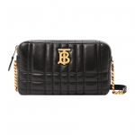 Burberry Lola krep&scaron;ys su prekės ženklo logotipu, magnetiniu užsegimu, reguliuojamu grandinėlės peties dirželiu, avikailio kameros tipo crossbody krep&scaron;ys, moteri&scaron;ki krep&scaron;iai, juodas 80608941 Basic Set (Bag+Dust Bag)