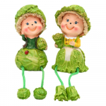 Kūrybingos juokingos vaisių lėlių statulėlės Dervos dekoratyvinės daržovių statulėlės Animacinių filmukų rankų darbo sodo dekoras Figūrėlės Stalo eksponavimas