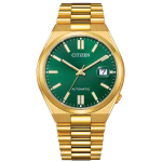 CITIZEN Mechaninis laikrodis su datos rodikliu CITIZEN COLLECTION TSUYOSA 40mm Automatinis su metaline apyranke ir žalios bei auksinės spalvos Vyri&scaron;kas ekranas, auksas