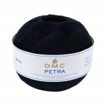 Fil de coton pour crochet - DMC - Petra - Taille 5 - 100% coton - 437 yards - Noir