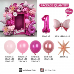 Rožinė Barbie serija Lankas 32 colių Rožinė Gimtadienio Tema Mergaitė Valentino Diena Interjero Dekoravimo Rinkinys set 1