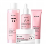 ANUA persikų 70% su niacinamidu skaistinanti odos priežiūros rinkinys (Essence Tonikas 250ml + Serumas 30ml + Kremas 50ml + Apsauginis kremas nuo saulės 50ml)