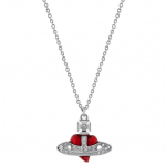Vivienne Westwood Deimantinis &Scaron;irdies Saturno Formos Pakabukas Karoliai Unisex karoliai Sidabrinė Raudona 630203BM-02P383-CN Box