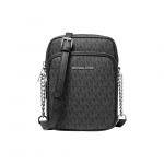 Michael Kors MK Jet Set Travel Monogram Užsegimas užtrauktuku Grandinėlė ant peties Crossbody krep&scaron;ys Vidutinio dydžio Moteri&scaron;ki krep&scaron;iai Juodas 35F1STVC2B-BLACK Basic Set (Bag+Dust Bag)