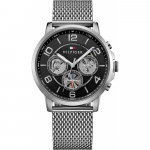 Tommy Hilfiger Keagan Juodas Ciferblatas Sidabrinis Metalas Vyri&scaron;kas Kvarcinis Laikrodis 1791292 juoda