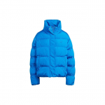 Adidas Originals Trumpas vegani&scaron;kas pūkinis &scaron;varkas su stovimos apykaklės ir vienspalviu logotipu Moteri&scaron;ka vir&scaron;utinė apranga Mėlyna IJ8234 XL