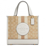 Coach Dempsey 22 Monogramos Juostelės Logotipo Akcento Audinio Ir Odos Rankinė Moteri&scaron;ka Rankinė Khaki Balta C8417-IMDQC Basic Set (Bag+Dust Bag)