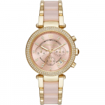 Michael Kors MK6326 Parker moteri&scaron;kas laikrodis su rožiniu ciferblatu 39mm auksas
