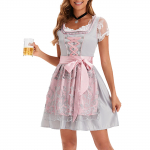 4 vnt. Vokiečių Bavarijos alaus festivalio aprangos Oktoberfest kostiumai moterims Dirndl suknelės Bluzonas Prijuostė Kaspinų rinkinys L gray