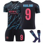 Man City Haaland Vaikų Futbolo Mar&scaron;kinėlių Rinkinys Juoda Sporto Įranga Treniruočių Varžybų Futbolo Apranga Vaikams 110-120 CM juoda