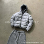 Unisex Dydžio Medvilninis Pūkinis Striukė Su Gobtuvu Ir Siuvinėjimu Streetwear Atsitiktinis Žieminis Paltas XL gray