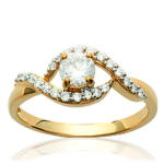 Bague Plaqu&eacute; Or 'Scarlett' Blanc dor&eacute; - 9 mm