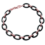 Les Tr&eacute;sors De Lily [L6285] - Bracelet Plaqu&eacute; or 'Sissi' noir dor&eacute; ros&eacute;