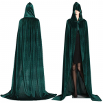 Suaugusiųjų Helovino aksominis apsiaustas su gobtuvu Viduramžių kostiumas ragana Wicca vampyras Helovino kostiumas, suknelė, paltai, 7 spalvos XL žalia