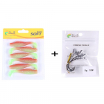 HENGJIA 5 rinkinys Mink&scaron;ti masalai 8cm-5g Plūduriuojantis T uodega Dirbtinis guminis masalas Bass Pike Jig &Scaron;vininis kabliukas Jūros žvejybos reikmenys