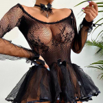 Moteri&scaron;kos mados petne&scaron;ėlės Sexy marle Perspective Nightdress Apatiniai drabužiai L