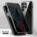 Magnetinis dvipusis stiklas nuo blizgesio, skirtas Samsung S23 S22 S21 S20 Ultra Note 20 Ultra Privacy metalinis dėklas, skirtas iPhone 14 13 12 11 Pro X XR XS Max Samsung S22 Ultra juoda