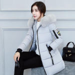 Paltas Fashion Long Slim Solid Winter Woman Hoodie Kailinė striukė XXL pilka