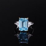 925 sterlingų sidabro smaragdinis pjūvis 10*14 mm smaragdas, sukurtas moissanite sužadėtuvių prabangus žiedas moterims, puiki papuo&scaron;alai 5 dangaus mėlyna spalva