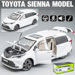 1/24 Scale Sienna MPV Diecast automobilių modelio žaislas, atgal patraukiama žaislinė transporto priemonė su garsu ir &scaron;viesa vaikams, mažiems berniukams, mergaitėms, dovanų kolekcija 1/24- 21x8x7.4 cm balta