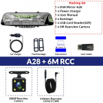 E-ACE automobilio veidrodinis DVR 4,3 colio Dash Cam FHD 1080P vaizdo įra&scaron;ymo įrenginys, dvigubas objektyvas galinio vaizdo veidrodėlis su 1080p galinio vaizdo kamera No TF Card