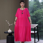 Didelio dydžio gėlėtos suknelės moterims Oversize laisvos trumpomis rankovėmis vasarinė ilga suknelė Vidutinio amžiaus moterų vasariniai sarafanai 2XL