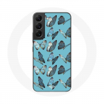 Coque pour Samsung Galaxy S21 FE papillons Fond bleu