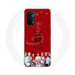 Coque pour Oppo A54 5G BTS Bangtan Gar&ccedil;ons Fond Rouge Cadeau de No&euml;l 2023