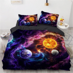 3D Planet patalynės komplektas Space Universe spausdintas pūkinis antklodės užvalkalas, 2 arba 3 dalių AU180 * 210 viso dydžio miegamojo dekoravimo antklodės