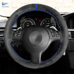 Car Steering Wheel Cover For BMW M Sport 3 Series E46 Coupe 2000-2006 M3 E46 M5 E39 2000-2003 1.2mm Suede Leather Trim blue bar