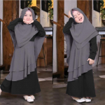 Musulmonų islamo kūdikių mergaičių ramadanas abaja su hidžabo chalatu Burka Maxi Little Kids / bamblys mergaitėms 120 juoda