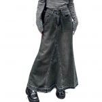 Moteri&scaron;kas sijonas A-line Big Swing Denim Retro ki&scaron;enės Vienspalvis sijonas auk&scaron;tu juosmeniu su užtrauktuku kulk&scaron;nies ilgio plė&scaron;ytu kra&scaron;tu Moteris Maxi sijonas