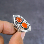 Natural Carnelian Gemstone Handmade 925 Sterling Silver Jewelry Ring Size 8 r3c05