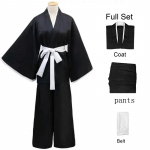 Anime Bleach Kurosaki Ichigo Cosplay Kostiumas Suaugusiųjų Moterų / Vyrų Apranga Juodas Kimono Batwing paltas Vir&scaron;utinė juoda kelnių diržo Helovino rinkinys L