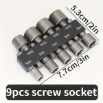 9 vnt/14 vnt &scaron;e&scaron;iakampių veržliarakčių rinkinys, galingas gręžimo įrankis su 5-13 mm purk&scaron;tukais ir atsuktuvų priedais 9pcs
