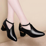 Mada Smailianosiai Kulnas Dirželiai Aplink Kulnį Moteri&scaron;ki Batai Auk&scaron;takulniai Pavasaris Ruduo Universalūs Retro Storas Kulnas Vienviečiai Batai Zapatos De Mujer 35 juoda