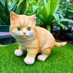 Cat Figurine Animal Figurines Outdoor Crafts Creative Collectible garden Statue Gray