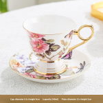 Kaulinio porceliano kavos puodeliai ir lėk&scaron;tutės, lengvos prabangos auksu apvadinti auk&scaron;takojai juodo arbatos puodeliai ir lėk&scaron;tutės 240ML