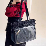 Originali didelės talpos skaidri ženkliuko &bdquo;Millet&ldquo; batono duonos krep&scaron;ys, rankinė per petį, didelis krep&scaron;ys i&scaron;ėjimui dangaus mėlyna spalva