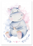 Plakat do pokoju dziecka hipopotam słodkie zwierzaki 21x29,7 cm A4