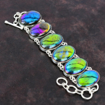 Rainbow Mystic Fire labradorito apyrankė 925 sterlingų sidabrinė apyrankė i&scaron; tikro brangakmenio rankų darbo papuo&scaron;alų reguliuojama grandinėlė apyrankė dovana žmonai Adjustable
