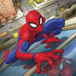 Carte Crystal Art &agrave; diamanter - Spiderman - 18 x 18 cm