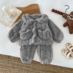 Vaiki&scaron;kos pižamos rudens ir žiemos pastorintos vilnos vaiki&scaron;kas atvartas Xiao Xiong Shu medvilnės vilnos vaikų namų drabužių rinkinys 130cm