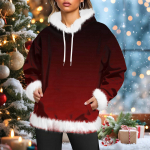 Women's casual fleece-lined hoodie with long sleeves and pockets, a sweatshirt top XL