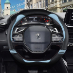 for Peugeot 3008 4008 5008 Cute Car Steering Wheel Cover Carbon Fibre+PU Leather Cartoon Women Auto Accessories interior Coche dangaus mėlyna spalva