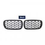 Poros automobilio priekinio buferio deimantinės inkstų grotelės, skirtos BMW X5 X6 M F15 F16 F85 F86 2014-2017 Chrome Black Meteor Style Racing juoda