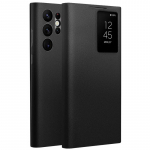 QIALINO natūralios odos i&scaron;manusis dėklas Samsung Galaxy S24 Ultra lengvam telefono dėklui su Smart View funkcija S24 Ultra For Galaxy S24 Ultra juoda