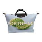 Longchamp spausdintas užtrauktuku užsegamas drobės pirkinių krep&scaron;ys kelioninė rankinė moterims dangaus mėlyna L1624MSI028 Basic Set (Bag)