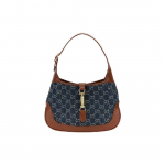 GUCCI Jackie 1961 Mažas peties krep&scaron;ys GG džinsinio audinio su rudos odos detalėmis ir auksiniais užsegimais Hobo rankinė moterims Kasdienai į darbą, apsipirkinėjimui 636706-2KQGG-8375 Basic Set (Bag+Dust Bag)